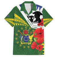 Cook Islands ANZAC Day Family Matching Off The Shoulder Long Sleeve Dress and Hawaiian Shirt Last Post Lest We Forget