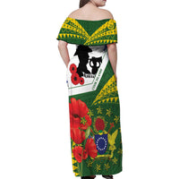 Cook Islands ANZAC Day Family Matching Off Shoulder Maxi Dress and Hawaiian Shirt Last Post Lest We Forget