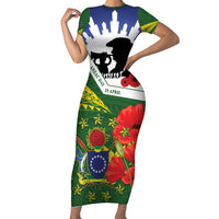 Cook Islands ANZAC Day Family Matching Short Sleeve Bodycon Dress and Hawaiian Shirt Last Post Lest We Forget