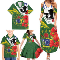 Cook Islands ANZAC Day Family Matching Summer Maxi Dress and Hawaiian Shirt Last Post Lest We Forget