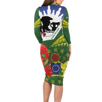 Cook Islands ANZAC Day Long Sleeve Bodycon Dress Last Post Lest We Forget