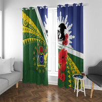 Cook Islands ANZAC Day Window Curtain Last Post Lest We Forget LT14 With Grommets Green - Polynesian Pride