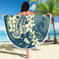Cyan Polynesia Hammerhead Shark Tattoo With Plumeria Lei Beach Blanket LT14 - Polynesian Pride