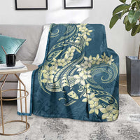 Cyan Polynesia Hammerhead Shark Tattoo With Plumeria Lei Blanket LT14 - Polynesian Pride