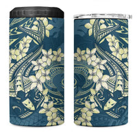 Cyan Polynesia Hammerhead Shark Tattoo With Plumeria Lei 4 in 1 Can Cooler Tumbler LT14 One Size: 16 oz Cyan - Polynesian Pride