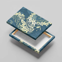 Cyan Polynesia Hammerhead Shark Tattoo With Plumeria Lei Canvas Wall Art LT14 - Polynesian Pride