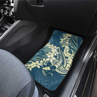 Cyan Polynesia Hammerhead Shark Tattoo With Plumeria Lei Car Mats LT14 - Polynesian Pride