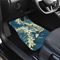 Cyan Polynesia Hammerhead Shark Tattoo With Plumeria Lei Car Mats LT14 - Polynesian Pride