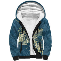 Cyan Polynesia Hammerhead Shark Tattoo With Plumeria Lei Sherpa Hoodie LT14 Unisex Cyan - Polynesian Pride