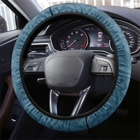 Cyan Polynesia Hammerhead Shark Tattoo With Plumeria Lei Steering Wheel Cover LT14 - Polynesian Pride