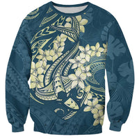 Cyan Polynesia Hammerhead Shark Tattoo With Plumeria Lei Sweatshirt LT14 Unisex Cyan - Polynesian Pride