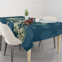 Cyan Polynesia Hammerhead Shark Tattoo With Plumeria Lei Tablecloth LT14 - Polynesian Pride