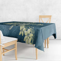 Cyan Polynesia Hammerhead Shark Tattoo With Plumeria Lei Tablecloth LT14 - Polynesian Pride