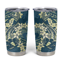 Cyan Polynesia Hammerhead Shark Tattoo With Plumeria Lei Tumbler Cup