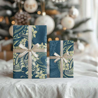 Cyan Polynesia Hammerhead Shark Tattoo With Plumeria Lei Wrapping Paper LT14 - Polynesian Pride