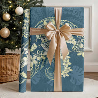 Cyan Polynesia Hammerhead Shark Tattoo With Plumeria Lei Wrapping Paper LT14 - Polynesian Pride