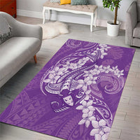 Purple Polynesia Hammerhead Shark Tattoo With Plumeria Lei Area Rug