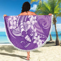Purple Polynesia Hammerhead Shark Tattoo With Plumeria Lei Beach Blanket LT14 - Polynesian Pride