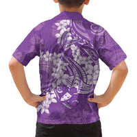 Purple Polynesia Hammerhead Shark Tattoo With Plumeria Lei Family Matching Summer Maxi Dress and Hawaiian Shirt