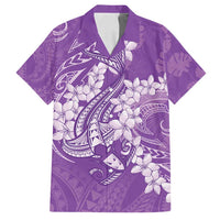 Purple Polynesia Hammerhead Shark Tattoo With Plumeria Lei Family Matching Summer Maxi Dress and Hawaiian Shirt