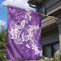 Purple Polynesia Hammerhead Shark Tattoo With Plumeria Lei Garden Flag