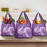 Purple Polynesia Hammerhead Shark Tattoo With Plumeria Lei Grocery Bag LT14 3-pack One Size Purple - Polynesian Pride