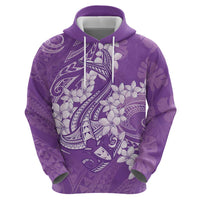 Purple Polynesia Hammerhead Shark Tattoo With Plumeria Lei Hoodie