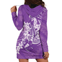 Purple Polynesia Hammerhead Shark Tattoo With Plumeria Lei Hoodie Dress