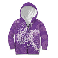 Purple Polynesia Hammerhead Shark Tattoo With Plumeria Lei Kid Hoodie LT14 Zip Hoodie Purple - Polynesian Pride