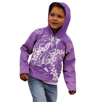 Purple Polynesia Hammerhead Shark Tattoo With Plumeria Lei Kid Hoodie LT14 - Polynesian Pride