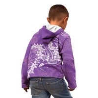 Purple Polynesia Hammerhead Shark Tattoo With Plumeria Lei Kid Hoodie LT14 - Polynesian Pride