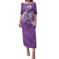 Purple Polynesia Hammerhead Shark Tattoo With Plumeria Lei Puletasi