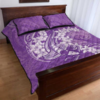 Purple Polynesia Hammerhead Shark Tattoo With Plumeria Lei Quilt Bed Set LT14 - Polynesian Pride