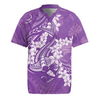 Purple Polynesia Hammerhead Shark Tattoo With Plumeria Lei Rugby Jersey