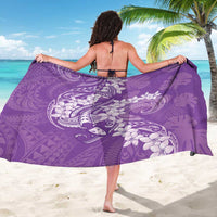 Purple Polynesia Hammerhead Shark Tattoo With Plumeria Lei Sarong
