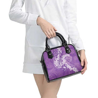 Purple Polynesia Hammerhead Shark Tattoo With Plumeria Lei Shoulder Handbag