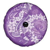 Purple Polynesia Hammerhead Shark Tattoo With Plumeria Lei Spare Tire Cover