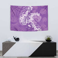 Purple Polynesia Hammerhead Shark Tattoo With Plumeria Lei Tapestry