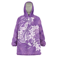 Purple Polynesia Hammerhead Shark Tattoo With Plumeria Lei Wearable Blanket Hoodie LT14 One Size Purple - Polynesian Pride