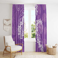 Purple Polynesia Hammerhead Shark Tattoo With Plumeria Lei Window Curtain LT14 - Polynesian Pride
