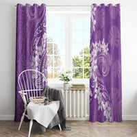 Purple Polynesia Hammerhead Shark Tattoo With Plumeria Lei Window Curtain LT14 - Polynesian Pride