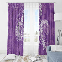 Purple Polynesia Hammerhead Shark Tattoo With Plumeria Lei Window Curtain LT14 - Polynesian Pride