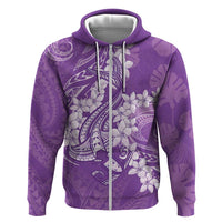 Purple Polynesia Hammerhead Shark Tattoo With Plumeria Lei Zip Hoodie