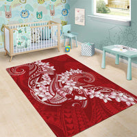 Red Polynesia Hammerhead Shark Tattoo With Plumeria Lei Area Rug