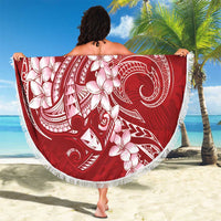 Red Polynesia Hammerhead Shark Tattoo With Plumeria Lei Beach Blanket LT14 - Polynesian Pride