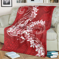 Red Polynesia Hammerhead Shark Tattoo With Plumeria Lei Blanket LT14 - Polynesian Pride