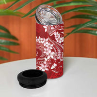Red Polynesia Hammerhead Shark Tattoo With Plumeria Lei 4 in 1 Can Cooler Tumbler LT14 - Polynesian Pride