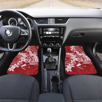Red Polynesia Hammerhead Shark Tattoo With Plumeria Lei Car Mats LT14 Set 2pcs - Front Red - Polynesian Pride