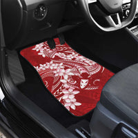 Red Polynesia Hammerhead Shark Tattoo With Plumeria Lei Car Mats LT14 - Polynesian Pride