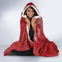Red Polynesia Hammerhead Shark Tattoo With Plumeria Lei Hooded Blanket LT14 - Polynesian Pride
